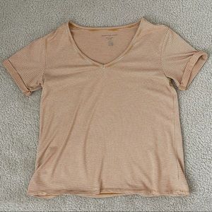 yellow striped american eagle shirt